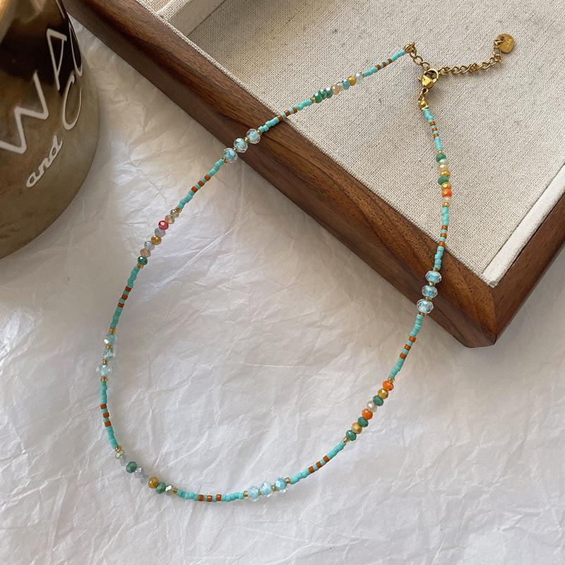 

Высококачественное женское ожерелье-бантик, не выцветает, летние ювелирные изделия высокого класса, легкая роскошная цепочка на ключицу из натурального камня