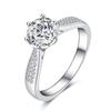 Classic Six Prong Ring White Gold Plated Zirconia Women Ring Luxury European Style Jewelry