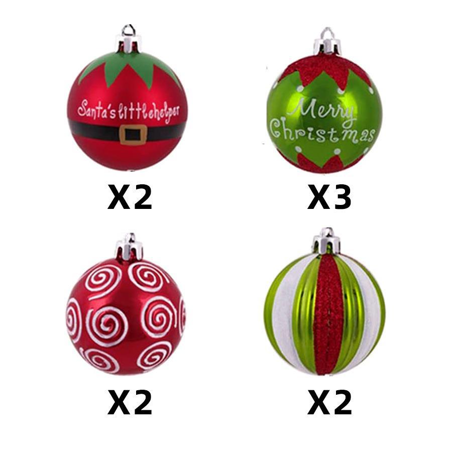 9PCS Painted Christmas Ball 6CM Santa Claus Pattern Hanging Ball Christmas Tree Decoration Pendant DIY Holiday Party Decoration