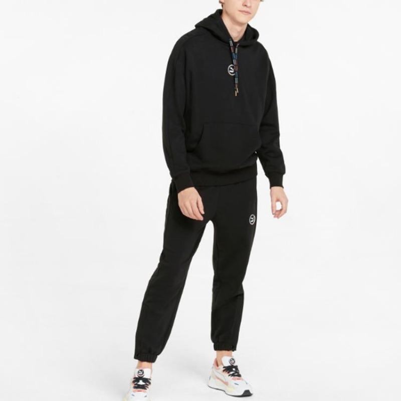 Puma Sudadera con capucha de algodón con cordón y estampado de logotipo Unisex Sudadera con capucha Negra 535374-01