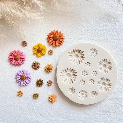 Flower Silicone Mould Bouquet Polymer Clay Flower Casting Tool Mold Earring Pendant Making Craft Mould DIY Plaster Mold