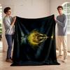 Golden Rune Symbol with Warrior Design Flannel Blanket for Bedroom, Living Room, Sofa, and Nap Sofas.