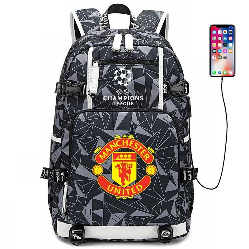 Fußball Rucksack Herren Damen - Dortmund Manchester City Liverpool FC Fan Sporttasche Mit USB-Anschluss