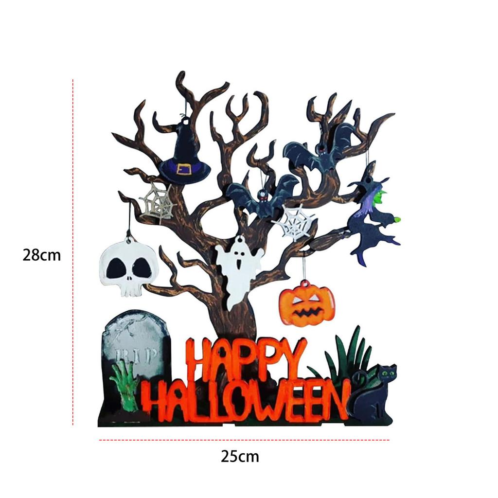 Halloween Wooden Withered Tree Landscape Ornament Spooky Decoration Ornaments Table Topper for Halloween Party Home Craft Decor