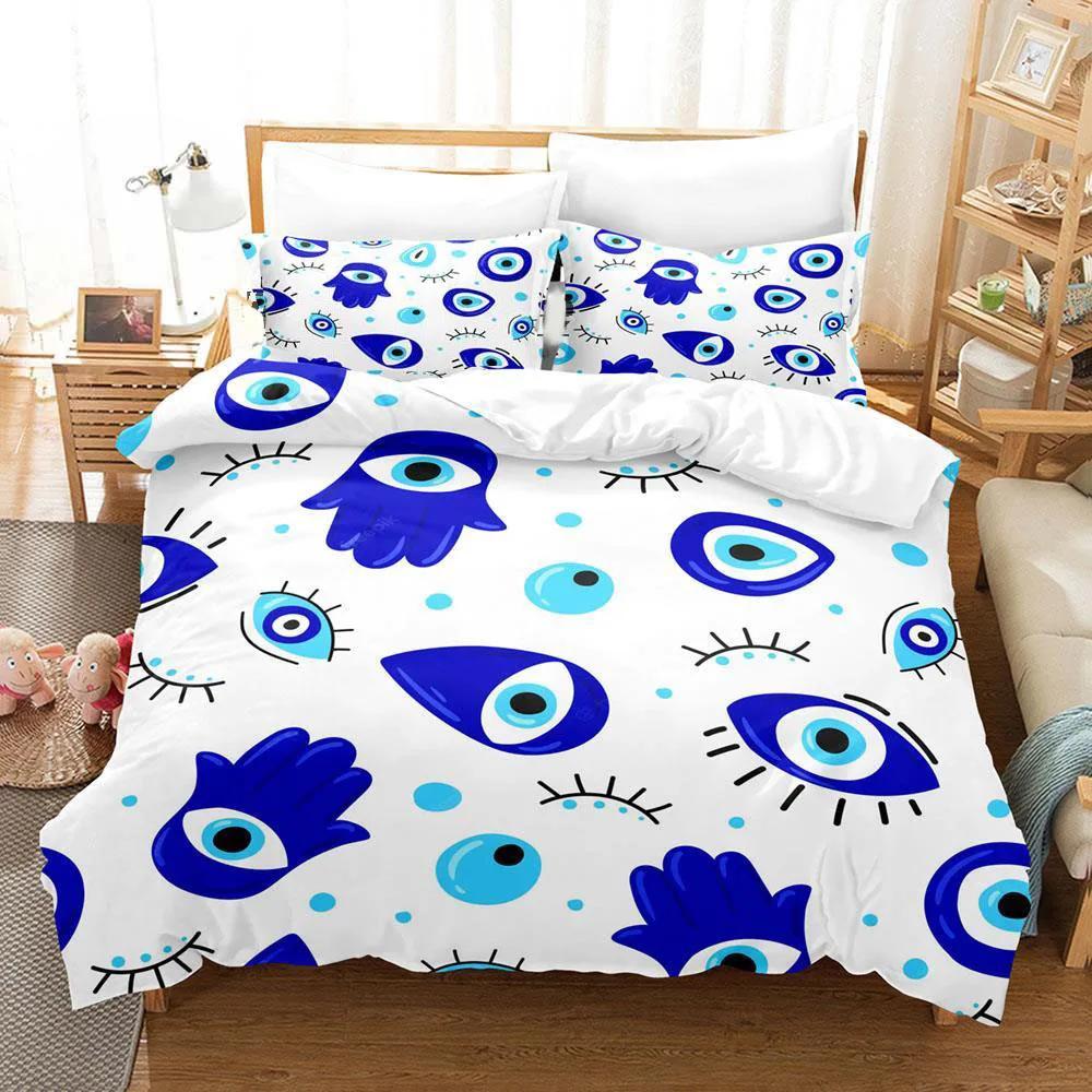 Hip Hop Turkish Evil Eye Bedding Set Single Twin Full Queen King Size Aldult Boys Man Bedroom Duvet Covers Sheet Set