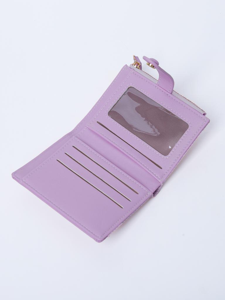 Stylish Mini Women's Wallet / Premium PU Leather Bi-fold Credit Card Holder Minimalist Solid Color Portable Zippered Coin Purse