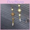 Celestial Long Dangle Earrings With Sun And Crystal Quartz Gemstones For Women