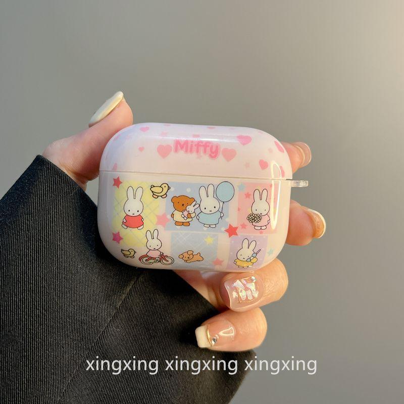 

INS Милая Иллюстрация XINGX Кролик Миффи для Защитного Чехла для Airpods4 Apple Bluetooth Airpodspro2 Поколение 3 Поколение Чехол для Наушников airpods pro/pro2 Star Miffi Rabbit [Single Shell]]