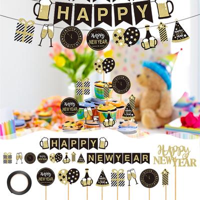 New Year Party Cake DecorationTheme New Year Festival Flag Insertion
