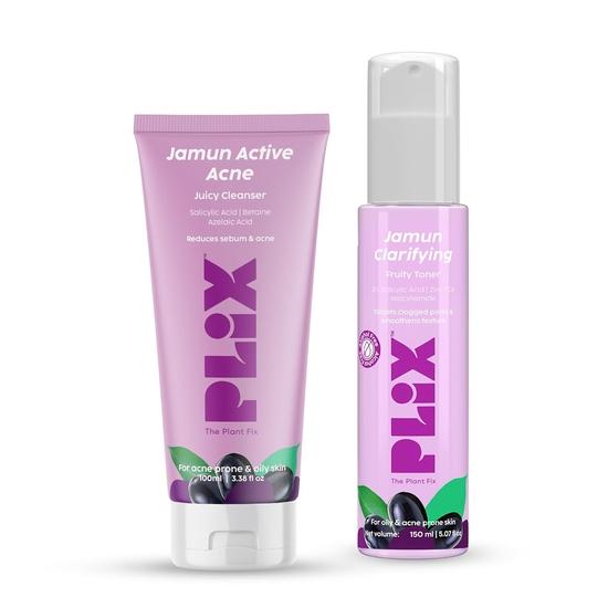 

PLIX - THE PLANT FIX Jamun Active Acne Regime с тоником и очищающим средством с 0,5% салициловой кислоты для очищения пор и уменьшения акне