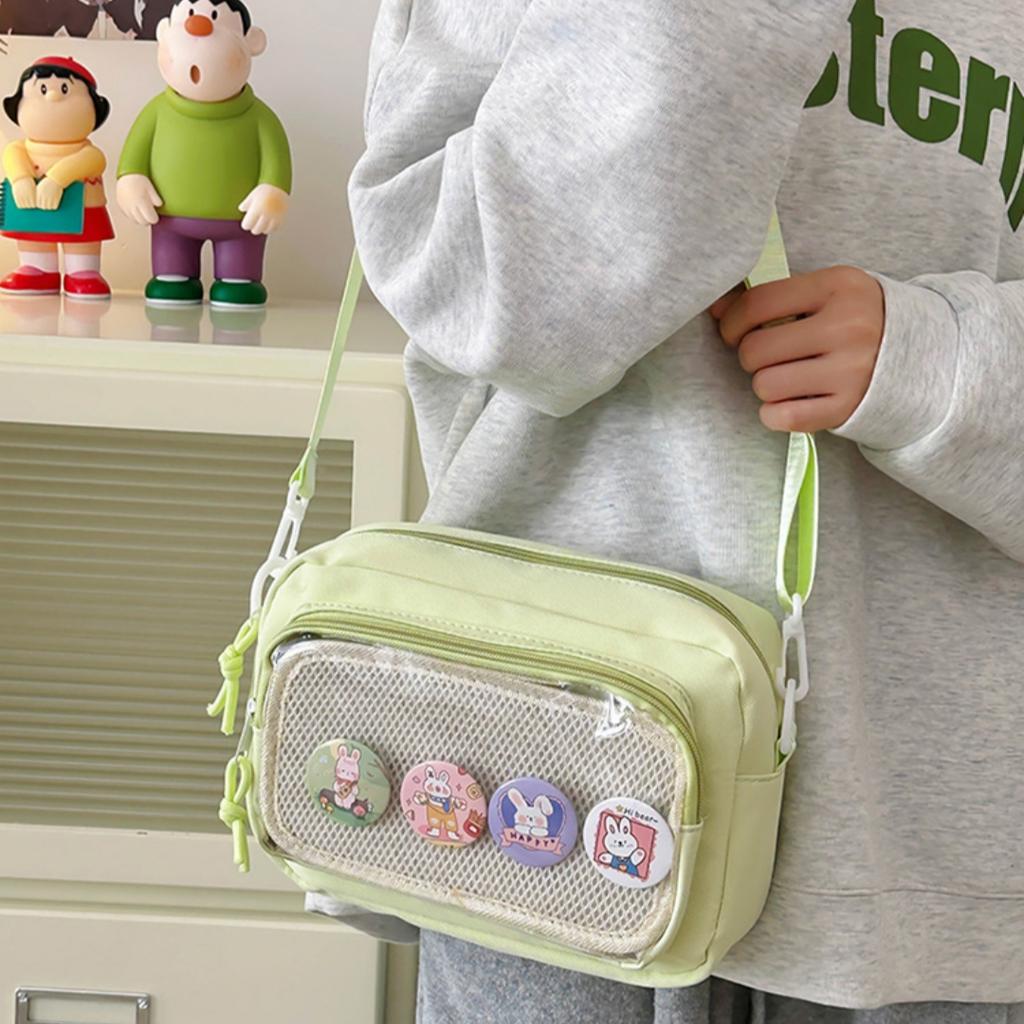 Doll Badge Bag Cute Transparent Badge Display Bag Shoulder Bag Portable For Daily Essentials Outdoor Activities Commuting