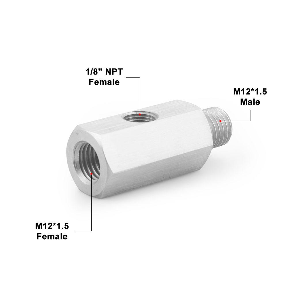 Oil Pressure Sensor Tee Adapter Turbo Supply Feed Line Gauge Female to 1/8 NPT Side Port Stainless Steel Hose T Fittings