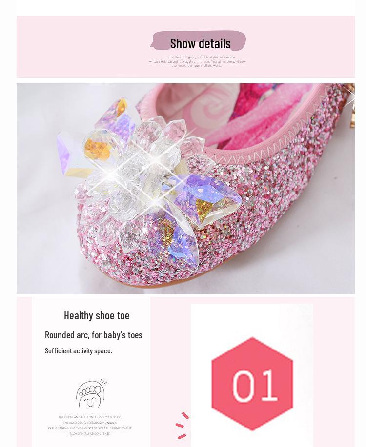Elsa Princess Girls' Rhinestone Crystal Shoes – Summer/Fall Fashion, Soft Sole Flats
