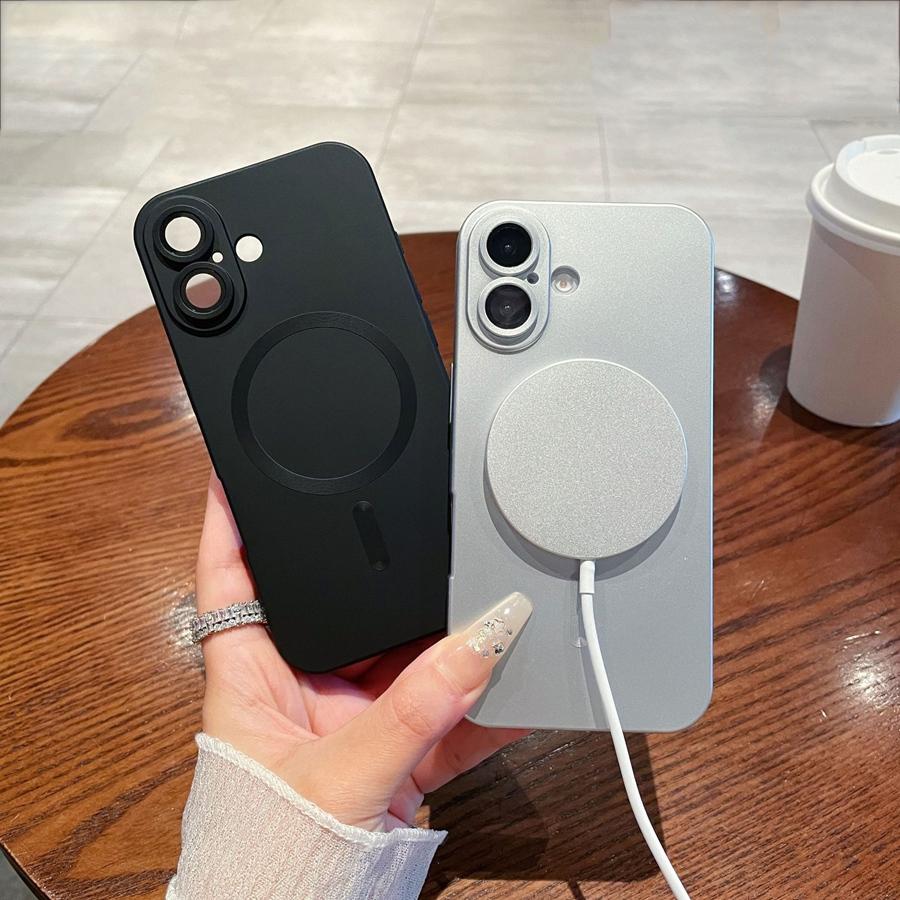 Luxury Spray Metal Paint Magnetic Wireless Charging Phone Case for iPhone 16 Pro Max 16 Plus iPhone 15 Pro 14 Plus 13 12 11 Phone Bumper Cover