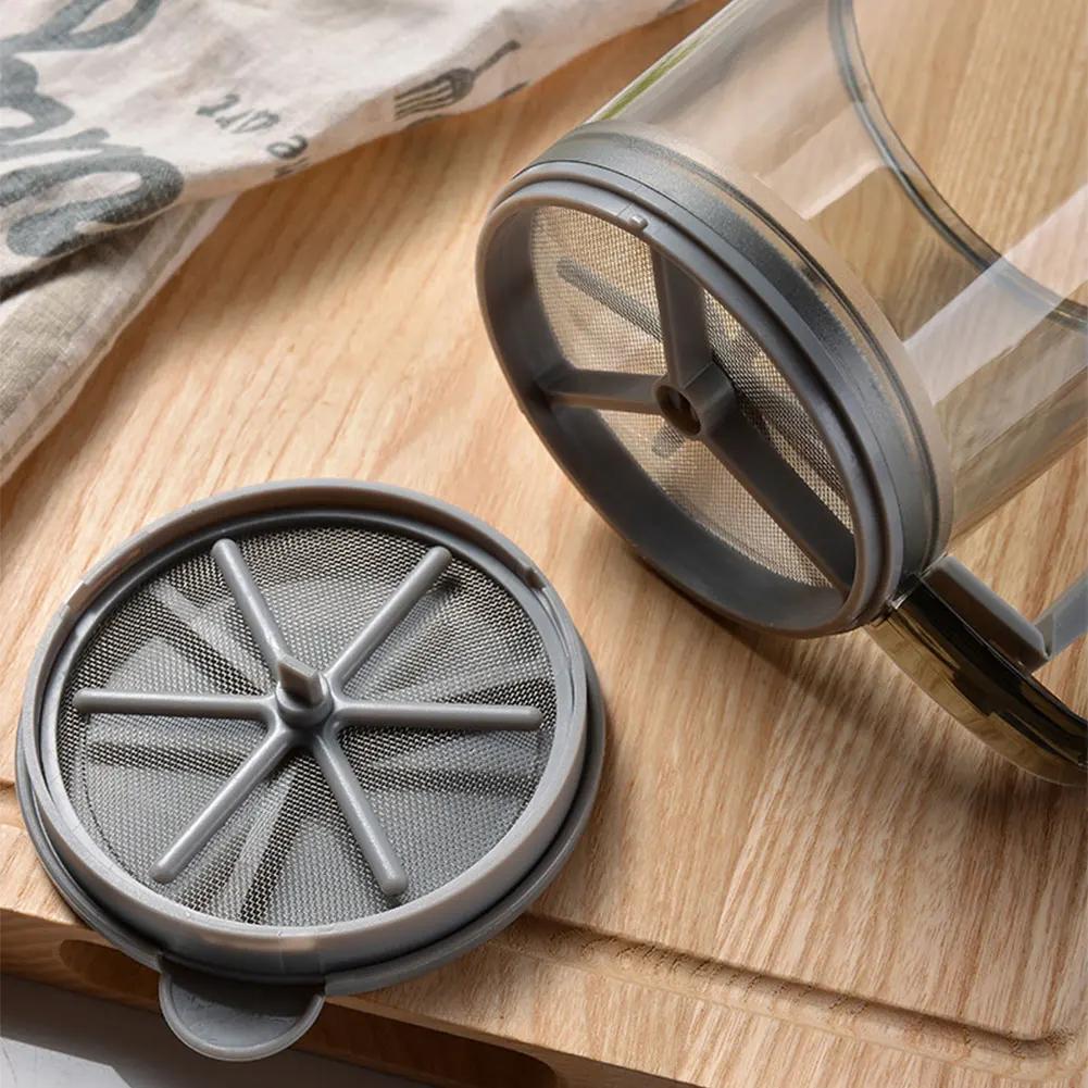 Hand Crank Flour Sifter Fine Mesh One Hand Press Crank Sifter Semi-Automatic Sugar Powder Sieve Cup Handheld Cooking Baking Tool