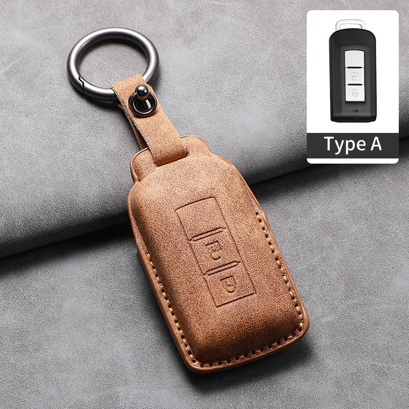 Leather Car Key Case Protector Cover For Mitsubishi Xpander Outlander L200 Asx Pajero Eclipse Cross Montero Soft Lancer Mirage