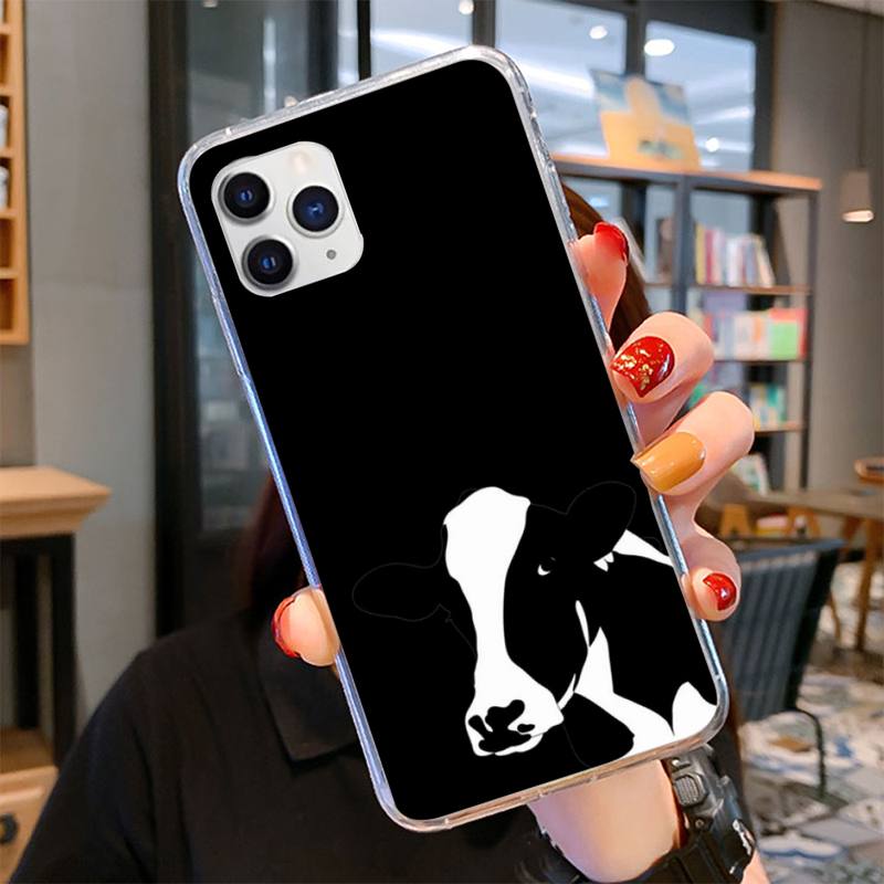 Animal Cute Cow Phone Case for iPhone 11 12 13 Mini Pro Max 8 7 6 6S Plus X 5 SE 2020 XR XS Case shell