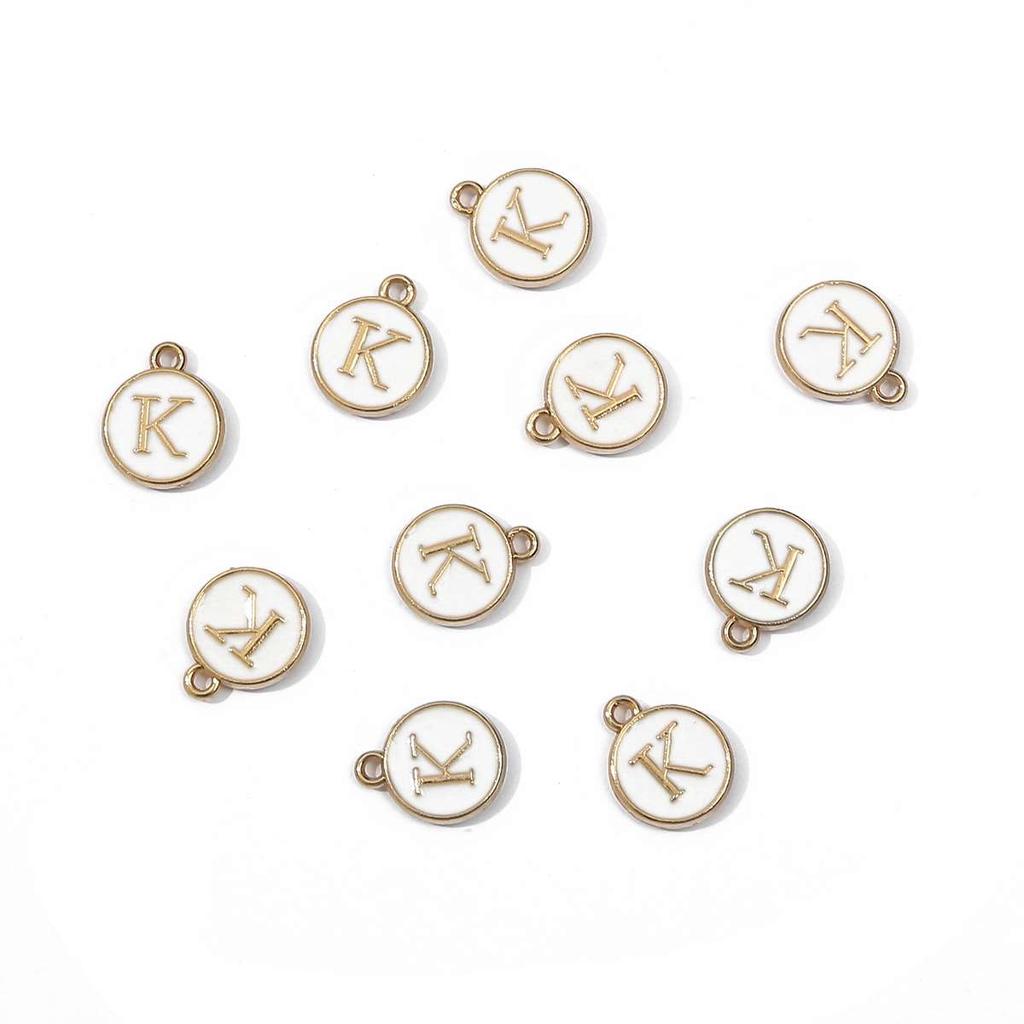 10 Uds. De dijes de letras en inglés esmaltados de Metal, colgante para fabricación de joyas DIY, accesorios para collares y pulseras