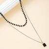 New Double Layered Black Square Beads Chain Necklace for Women Punk Hip Pop Fashion Y2K Jewelry Gifts Wholesale 2025