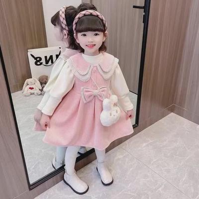 2024 Herbst Süßes Koreanisches Zweiteiliges: Langarmshirt & Babykragen Westenkleid