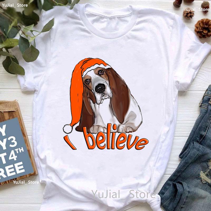 Santa Claus Riding A Dolphin Print Tshirt for Girls White Casual Christmas Gift Tshirt Fashionable Shortsleeved Tshirt Women