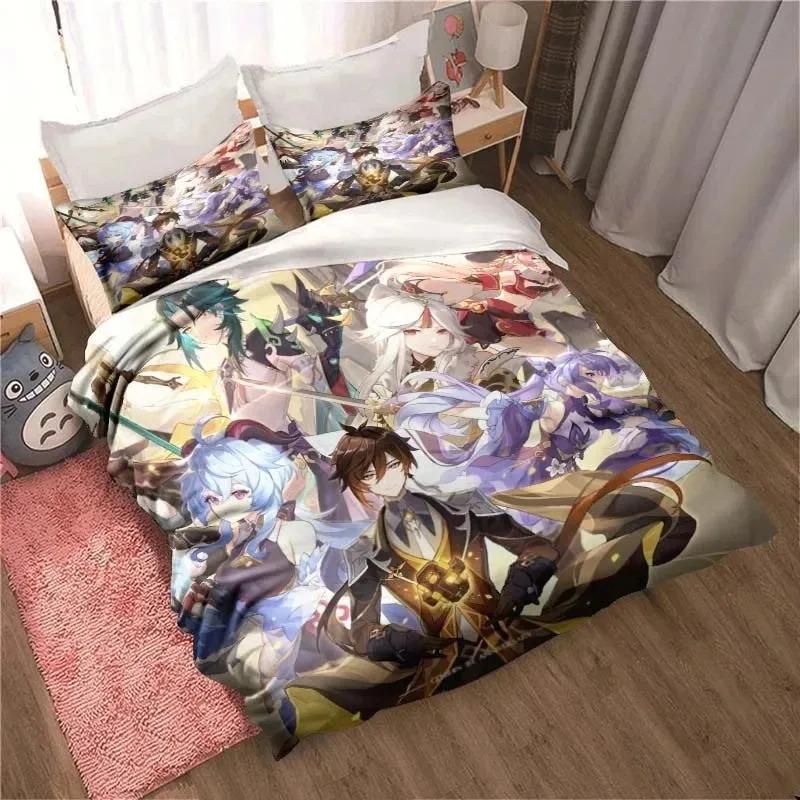 Comforter 3D Genshin Impact Game Anime Bedding Set Bedroom Soft Modern S Comefortable Kids And