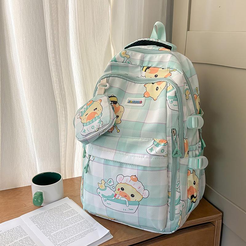Children's Schoolbag Women's Cartoon Printed Large Capacity Backpack with Coin Purse