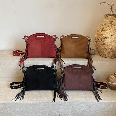Brand Designer Suede Women's Shoulder Bag Retro Tassel Crossbody Bag Bucket Handbag