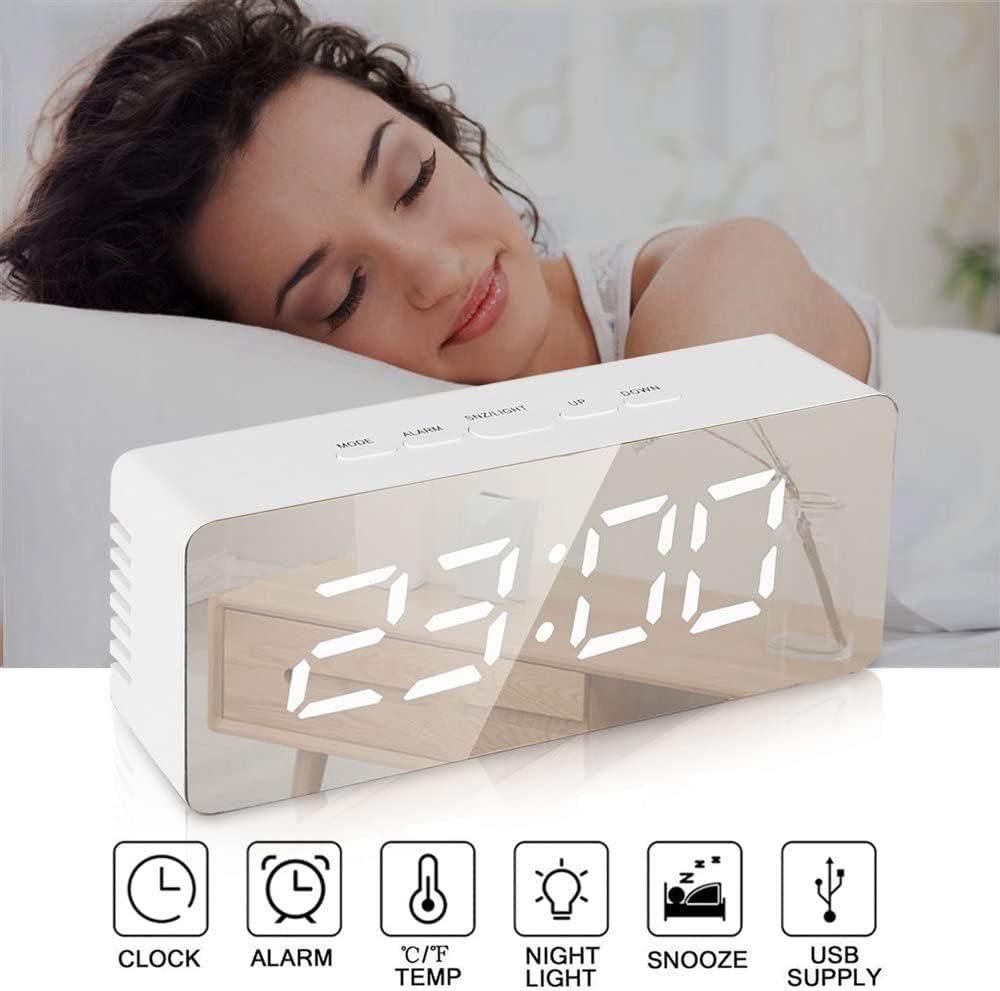 Ins Style Simple and Fashionable LED Alarm Clock Multi-functional Electronic Mirror Clock Student-specific Digital Clock Bedroom Time