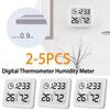 2-5PCS Thermometer Hygrometer with Clock Simple Thermometer Hygrometer LCD Display Mini Thermometer Hygrometer for Home