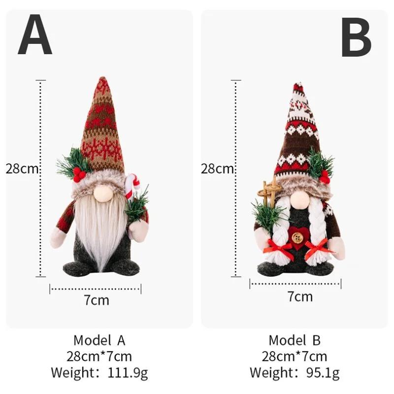 

Christmas Decorative Articles Knitted Hat Holding Pine Branch Doll Dwarf Faceless Doll Doll Doll Pendant A