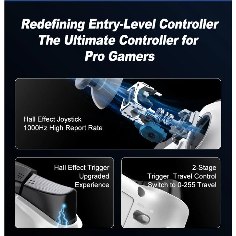 Wireless Gaming Controller 2.4G Bluetooth Hall Effect Gamepad Joystick for Nintendo Switch/PC/iOS/Android /Steam