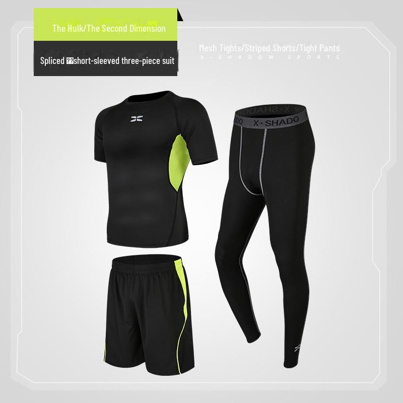Men's Casual Fitness Running Suit: Shorts & Short-Sleeved Tights for Yoga & Training