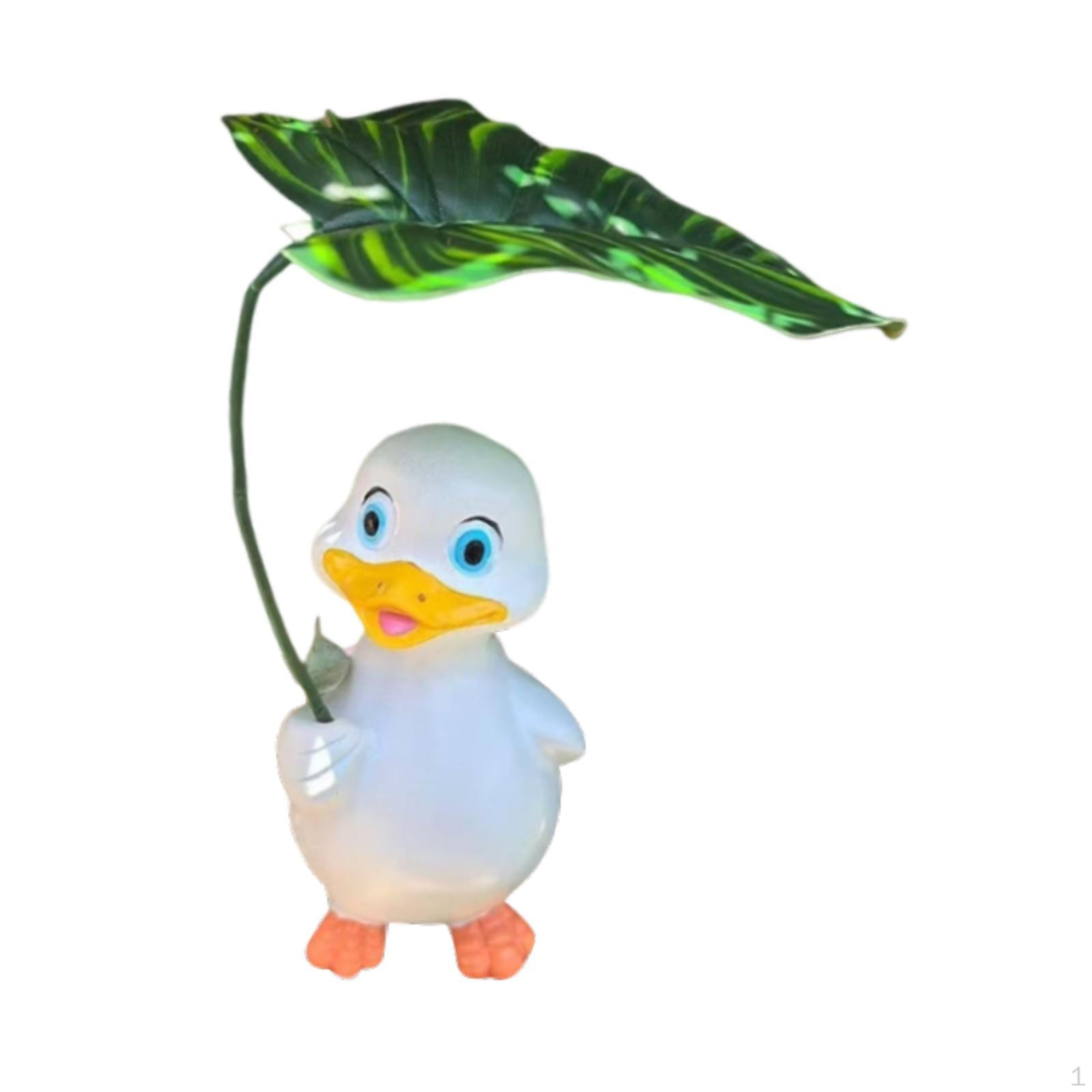 

Креативная фигурка утки с зонтиком-листом для украшения дома и офиса белый
