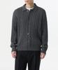Cotton Cable Collared Cardigan [Gray]