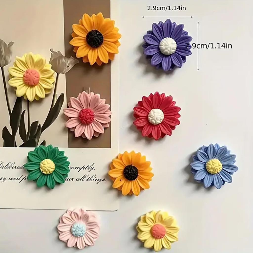 8pcs Flower Refrigerator Magnets  Cute Decorative Magnets  Kitchen Decoration  Home Decoration  Holiday Gifts