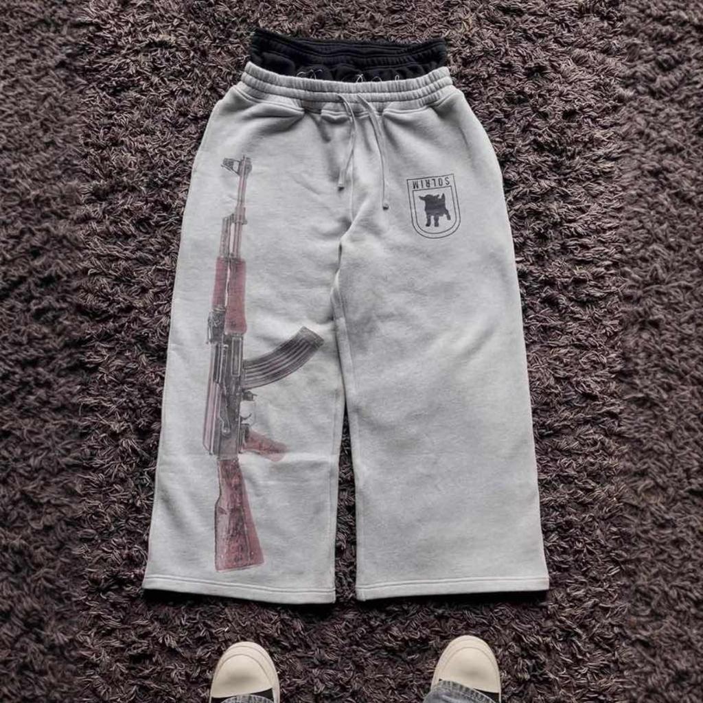 DRIPX Europäische und Amerikanische Bestickte Streetwear Paar Doppelkopf Doppelte Taille Hose Personalisierte Bedruckte Muster Hose