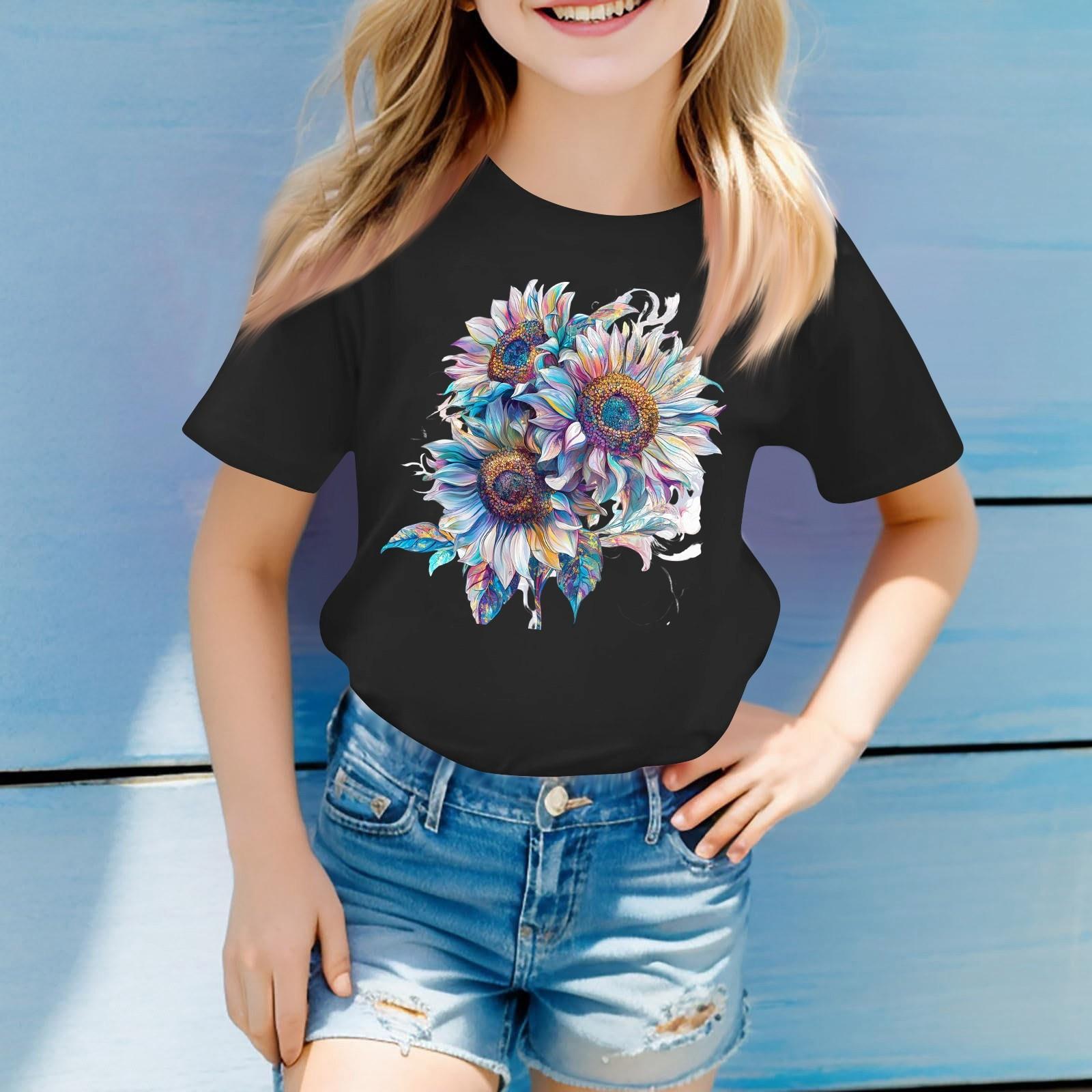 

Футболки для малышей, девочек и мальчиков, детские футболки с короткими рукавами и принтом для мальчиков и девочек 100 чёрный