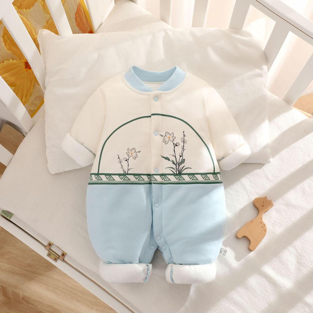 Thickened 120g Cotton Winter Baby Jumpsuit - Warm Padded Bodysuit for Crawling