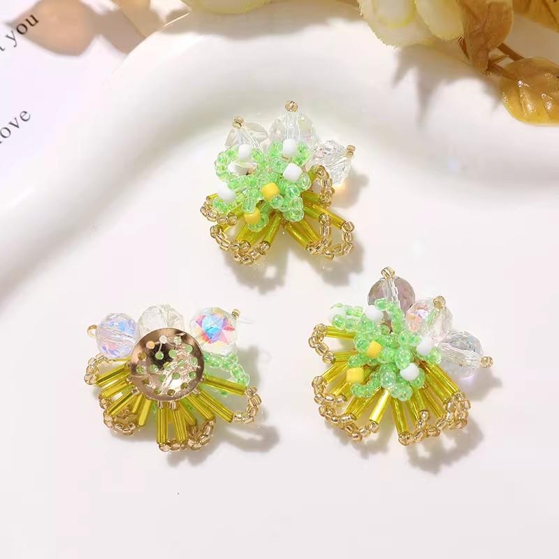 5pcs Crystal Woven Beaded  Flower Cluster Sew On Patch Shoe Flower and Shoe Buckle Accessories Embroidery Appliques Parche Ropa
