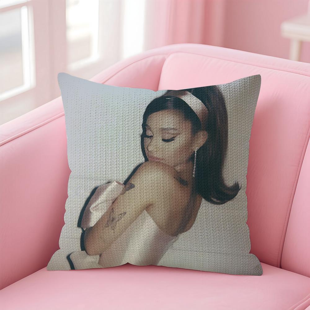 AAriana GrandeE Singer Cushion Cover Natural Linen Pillow Case DoubleSided Print Decorative Sofa Pillowcase Home Decor Gift