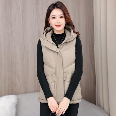 Neue Weste Winter Baumwolle Pferdeclip Kapuze Modisch und Vielseitig Kurze Baumwollweste Locker und Stilvoll Schlanke Jacke