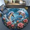 Dolphins Round Area Rug,Carpet Rug for Living Room Bedroom Sofa Playroom Decor,Non-slip Floor Mat