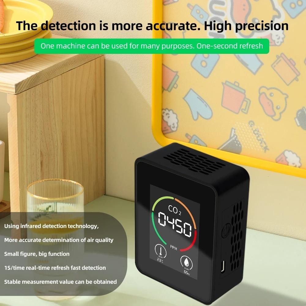 Real-Time Monitoring CO2 Meter LCD Display Air Quality Monitor TVOC Tester  Air Quality Testing