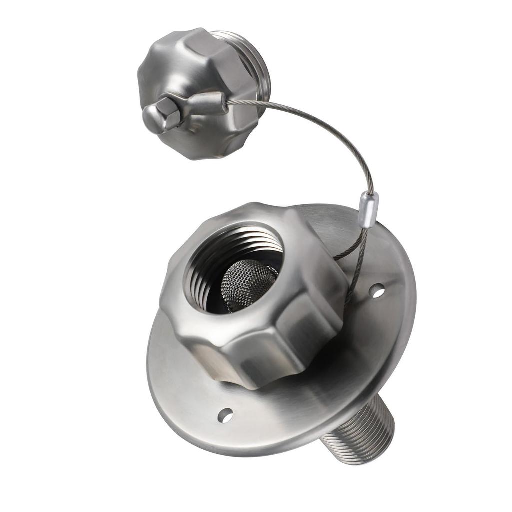 RV City Water Inlet 3/4in GHT Female 1/2in NPT Male 3in Flange RV Water Connection with Check Valve