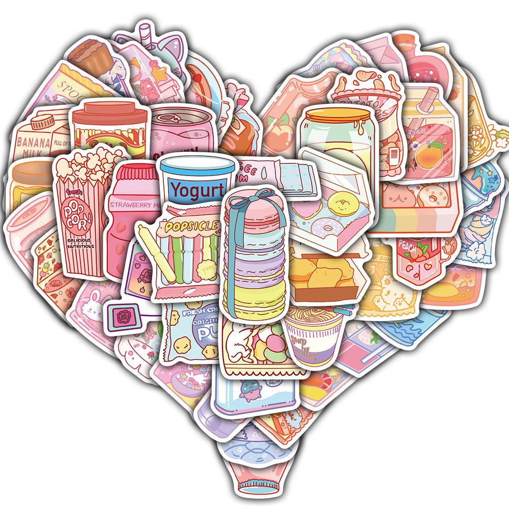 

50PCS Ins style Snack Collection Sticker Notebook Guitar Aesthetic Phone Waterproof DIY for Laptops Scrapbooking Luggage Sticker