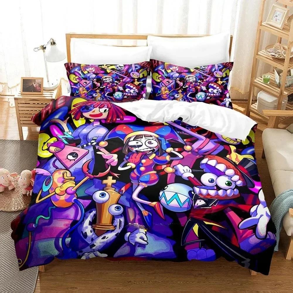 3D Printing The Amazing Digital Circus Bedding Set Cartoon Anime Three-piece Set Adult Kid Bedroom Duvetcover Sets Home Textiles