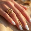 304 Stainless Steel Adjustable Hollow Design Chain Ring 3D Hand Jewelry