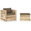 Day and Night - Day and Night Garden Furniture 2 Pieces with Green Impregnated Wood Cushions