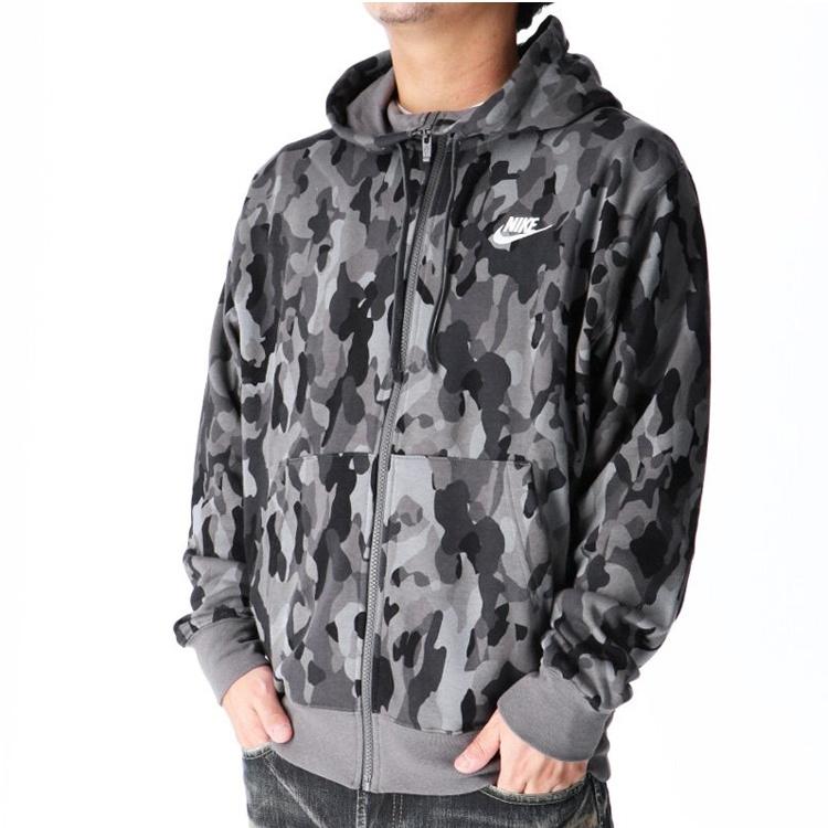 Nike French Terry Camouflage Casual Breathable Sports Hooded Jacket Black Men's CU4338-010